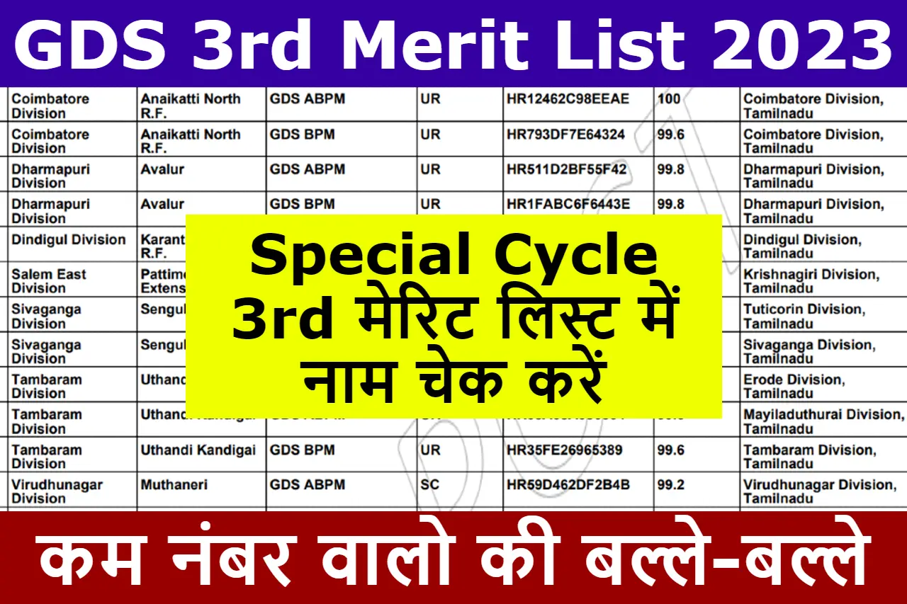 GDS Special Cycle 3rd Merit List