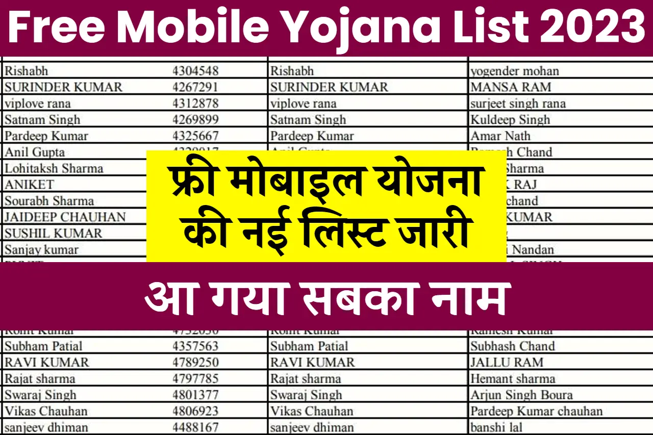 Free Mobile Yojana List 2023